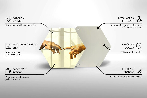 Glas Herdabdeckplatte Erschaffung von Adams Händen