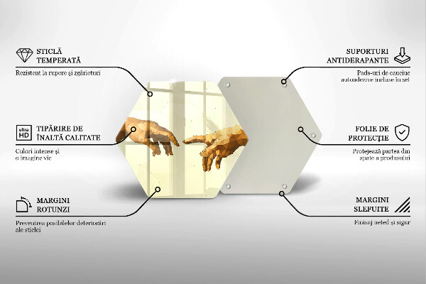 Glas Herdabdeckplatte Erschaffung von Adams Händen