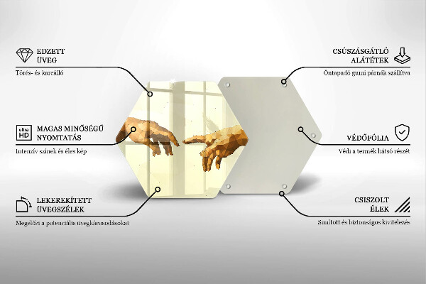 Glas Herdabdeckplatte Erschaffung von Adams Händen