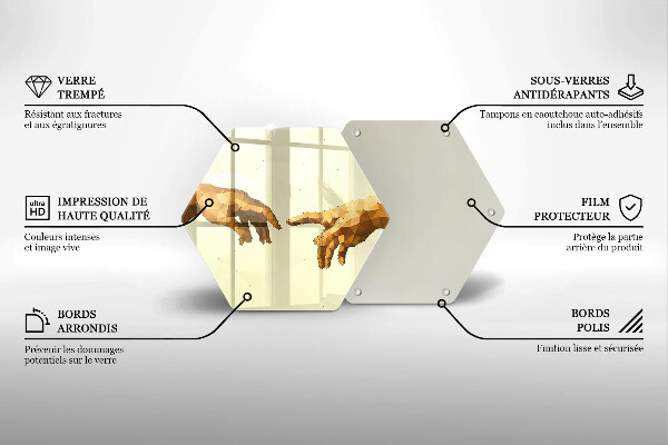 Glas Herdabdeckplatte Erschaffung von Adams Händen