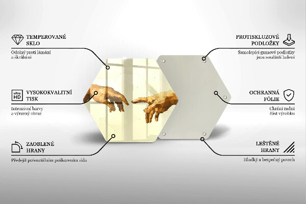 Glas Herdabdeckplatte Erschaffung von Adams Händen