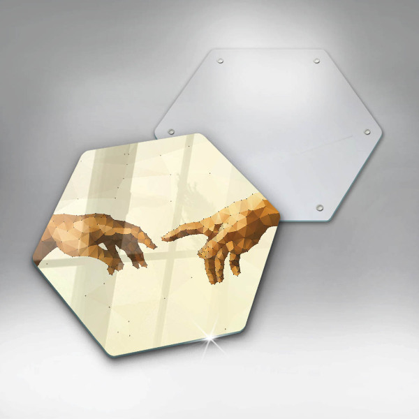 Glas Herdabdeckplatte Erschaffung von Adams Händen