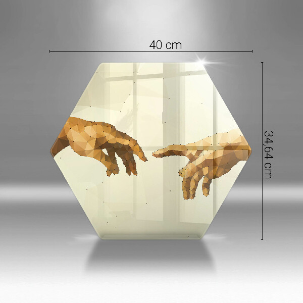 Glas Herdabdeckplatte Erschaffung von Adams Händen