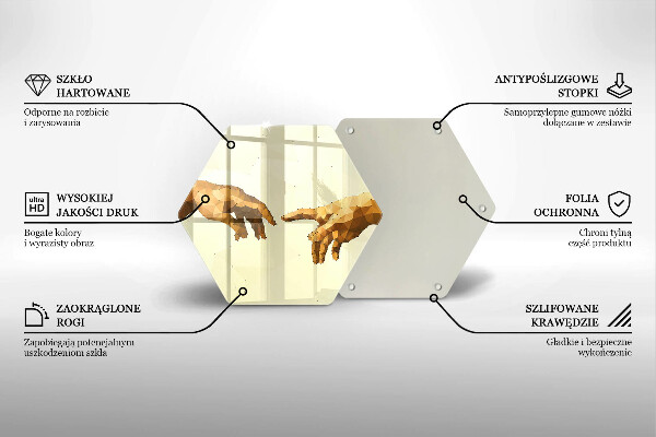 Glas Herdabdeckplatte Erschaffung von Adams Händen