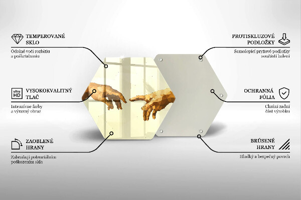 Glas Herdabdeckplatte Erschaffung von Adams Händen