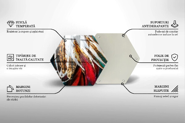 Glas Herdabdeckplatte Boho-Vogelfedern