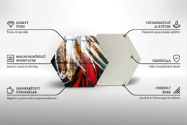 Glas Herdabdeckplatte Boho-Vogelfedern