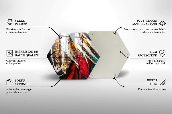 Glas Herdabdeckplatte Boho-Vogelfedern