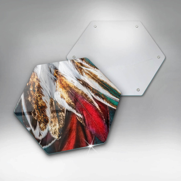 Glas Herdabdeckplatte Boho-Vogelfedern