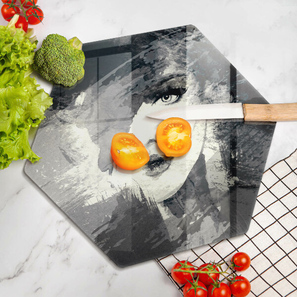 Glas Herdabdeckplatte Gemälde einer Frau