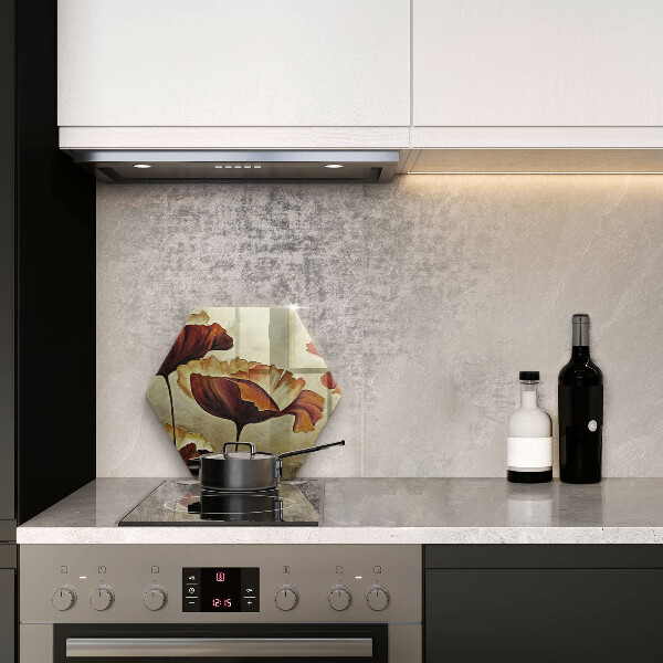 Glas Herdabdeckplatte Bemalte Boho-Blumen