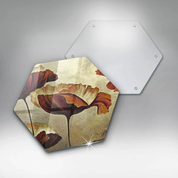 Glas Herdabdeckplatte Bemalte Boho-Blumen
