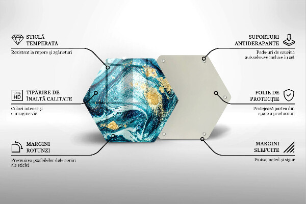 Glas Herdabdeckplatte Blaugoldene Abstraktion