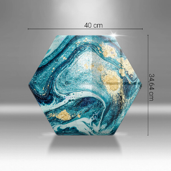 Glas Herdabdeckplatte Blaugoldene Abstraktion