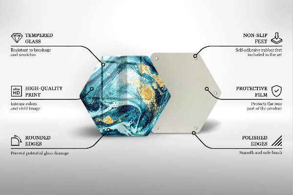 Glas Herdabdeckplatte Blaugoldene Abstraktion