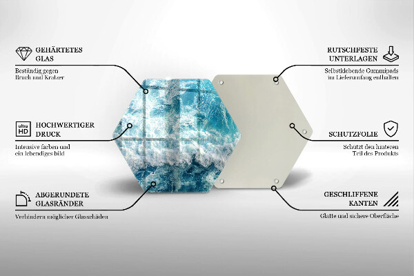 Glas Herdabdeckplatte Meerwasserwellen