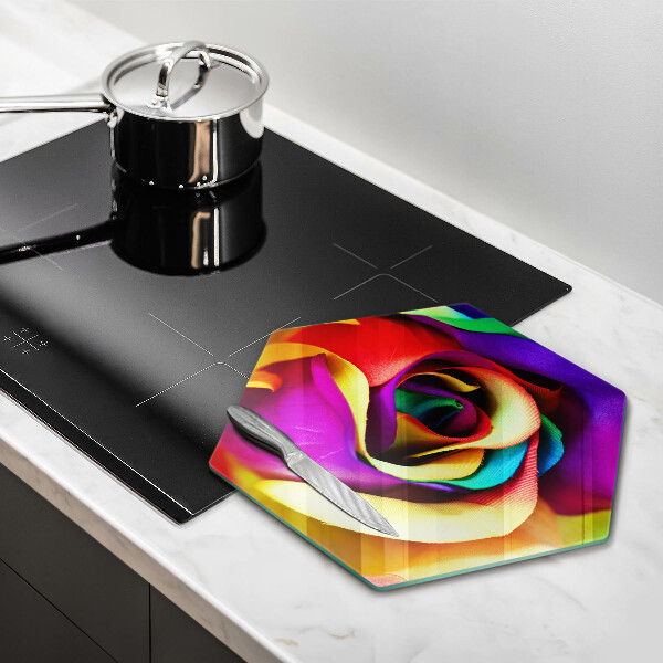 Glas Herdabdeckplatte Bunte Rosenblätter