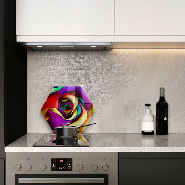 Glas Herdabdeckplatte Bunte Rosenblätter