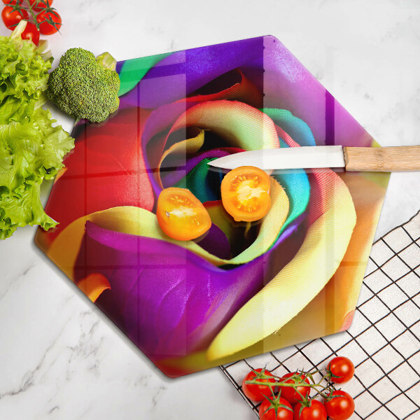 Glas Herdabdeckplatte Bunte Rosenblätter