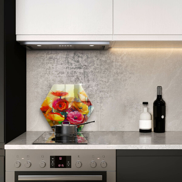 Glas Herdabdeckplatte Bemalte bunte Blumen