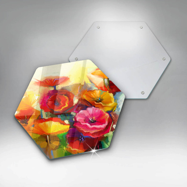 Glas Herdabdeckplatte Bemalte bunte Blumen