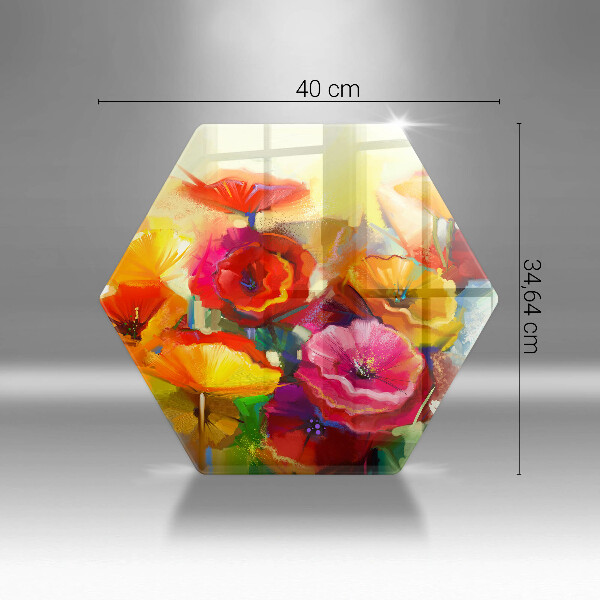 Glas Herdabdeckplatte Bemalte bunte Blumen