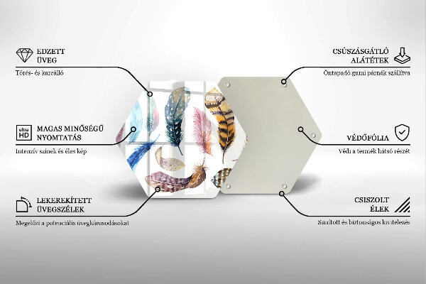 Glas Herdabdeckplatte Bunte Vogelfedern