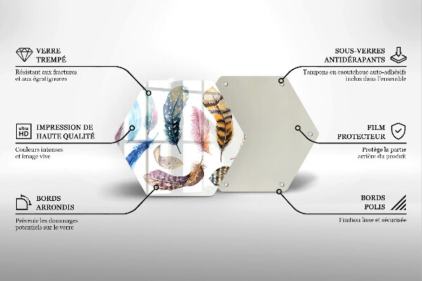 Glas Herdabdeckplatte Bunte Vogelfedern