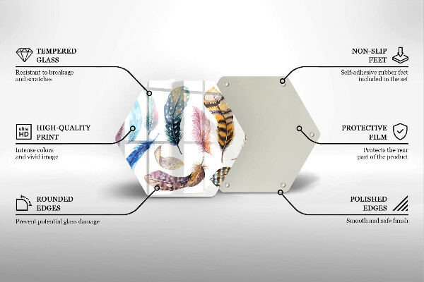 Glas Herdabdeckplatte Bunte Vogelfedern