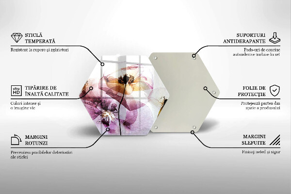 Glas Herdabdeckplatte Zarte Blumen