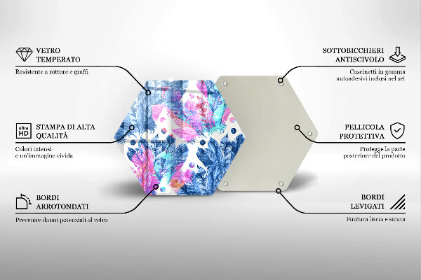 Glas Herdabdeckplatte Federn-Boho-Illustration