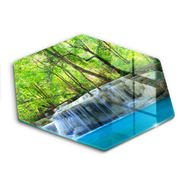 Glas Herdabdeckplatte Wasserfall im Wald