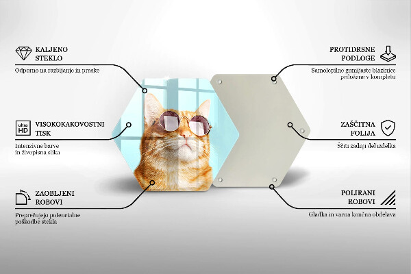 Glas Ceranfeldabdeckung Rote Katze mit Brille
