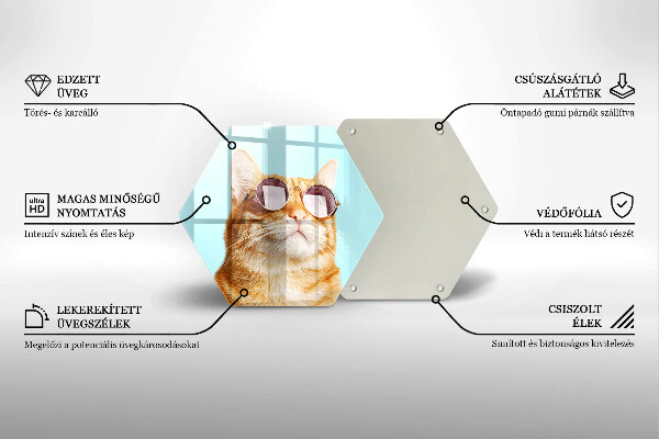 Glas Ceranfeldabdeckung Rote Katze mit Brille