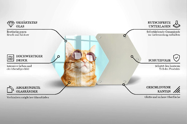 Glas Ceranfeldabdeckung Rote Katze mit Brille