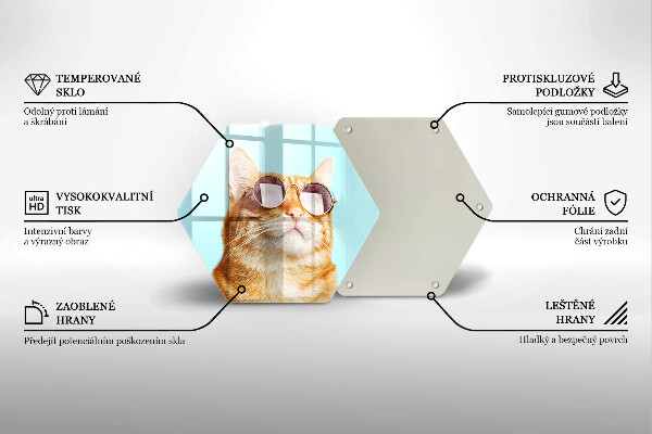 Glas Ceranfeldabdeckung Rote Katze mit Brille