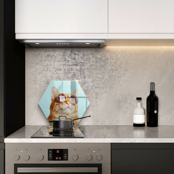 Glas Ceranfeldabdeckung Rote Katze mit Brille