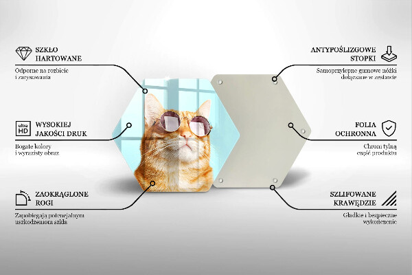 Glas Ceranfeldabdeckung Rote Katze mit Brille