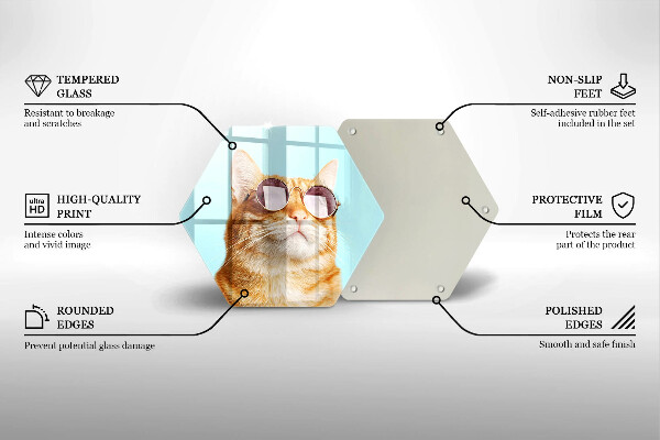 Glas Ceranfeldabdeckung Rote Katze mit Brille