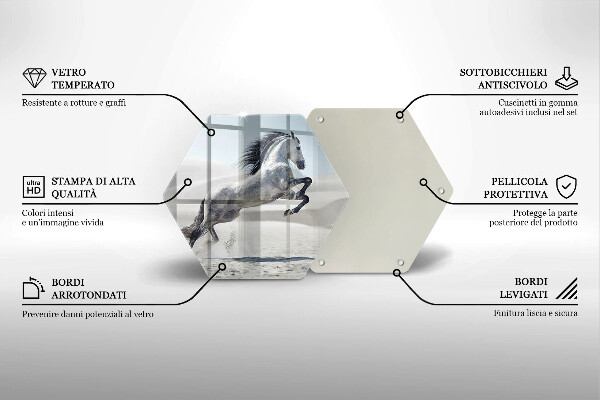 Glas Herdabdeckplatte Weißes Pferdeross