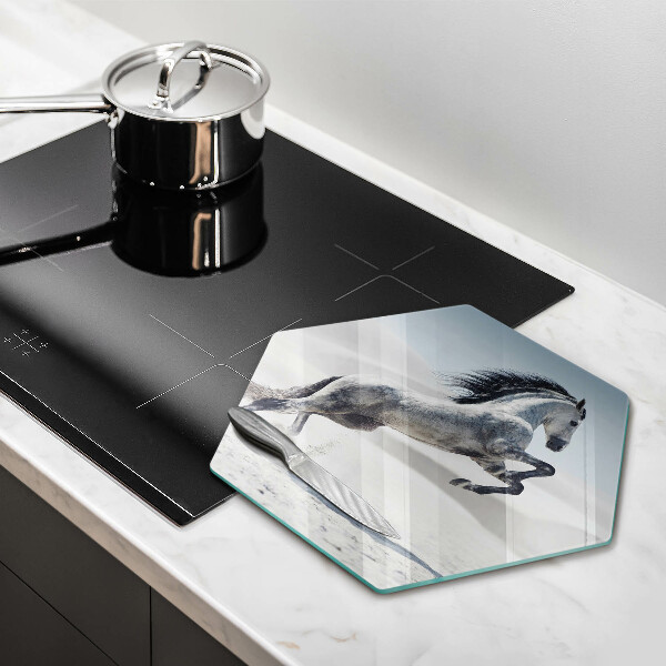 Glas Herdabdeckplatte Weißes Pferdeross