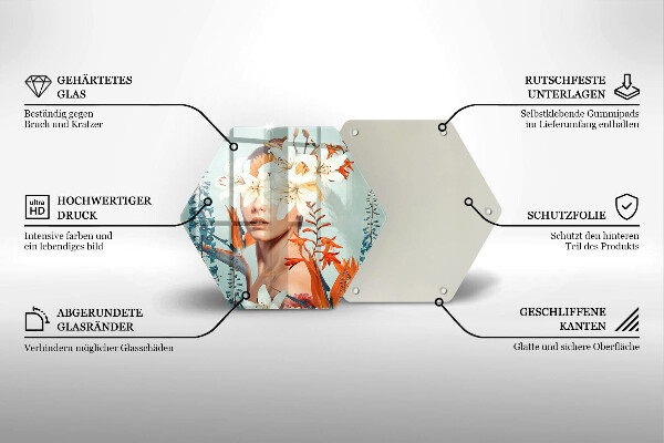 Glas Herdabdeckplatte Frau in Blumen