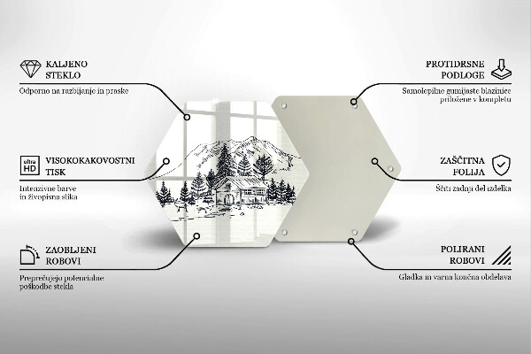Glas Herdabdeckplatte Zeichnung einer Hütte in den Bergen