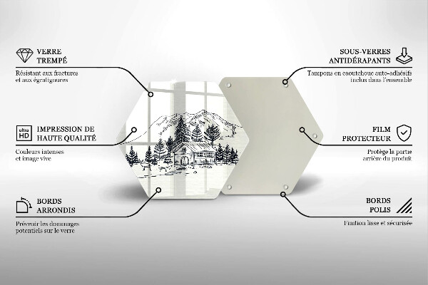 Glas Herdabdeckplatte Zeichnung einer Hütte in den Bergen