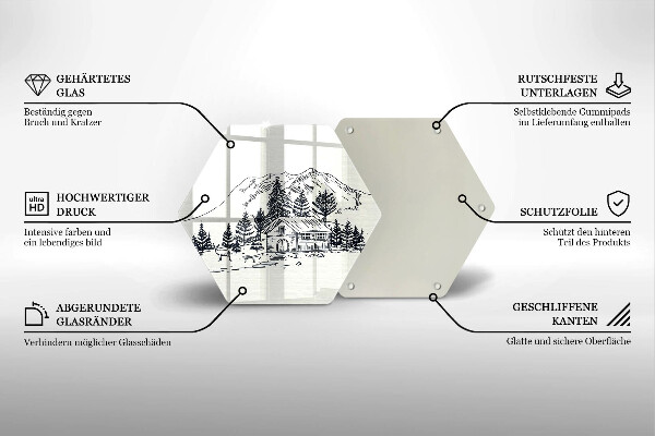 Glas Herdabdeckplatte Zeichnung einer Hütte in den Bergen