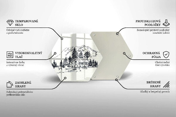 Glas Herdabdeckplatte Zeichnung einer Hütte in den Bergen