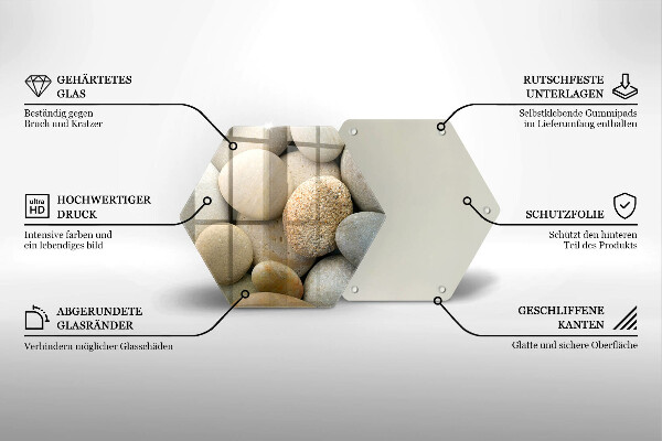 Glas Herdabdeckplatte Muster aus ovalen Steinen