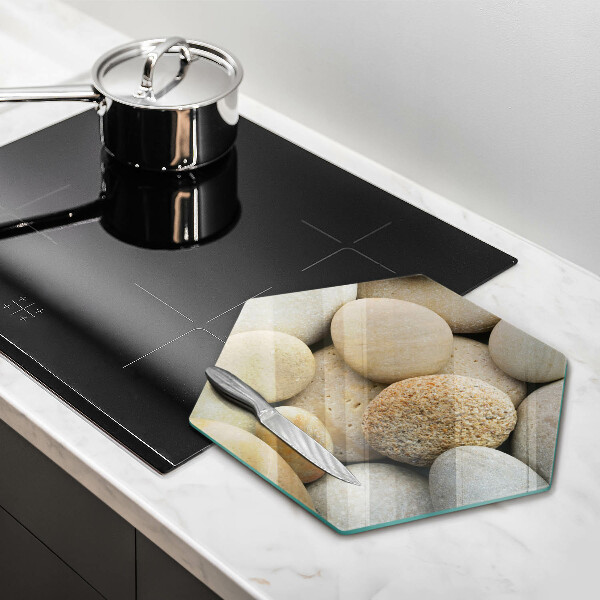 Glas Herdabdeckplatte Muster aus ovalen Steinen