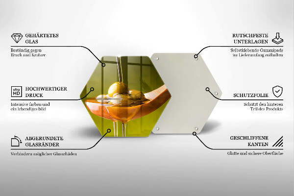 Glas Herdabdeckplatte Olivenöl und Oliven