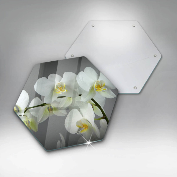 Glas Herdabdeckplatte Weiße Orchideenblüten